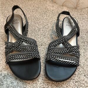 Impo Black Strappy Braided Slingback Sandals